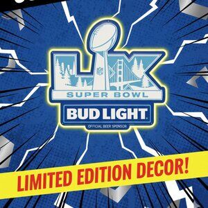 Bud Light Super‎ Bowl LX Tin Sign 21x23 – Official NFL Beer Sponsor Sign |